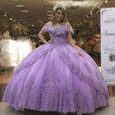 Princess Lilac Quinceanera Dress Lace Appliques for Sweet 16