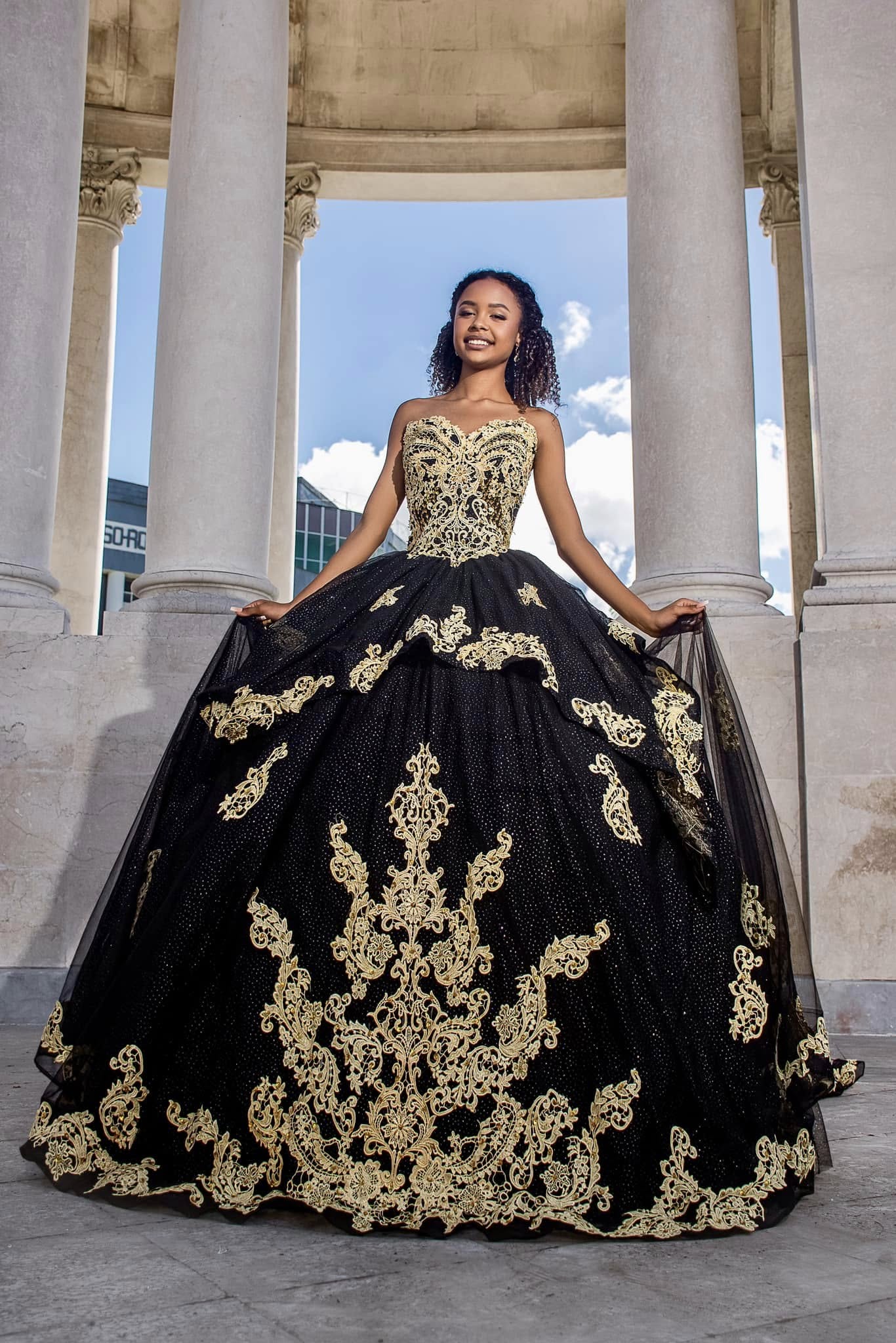 Sequin Ball Gowns Strapless Black Gold Quinceanera Dresses for Sweet 16 Black Gold / US12 Sequin Ball Gowns Strapless Black Gold Quinceanera Dresses for Sweet 16 Black Gold / US12