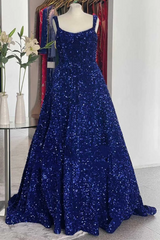 A-line Burgundy Velvet Sequins Prom Dress with Pockets Sweep Train