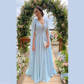 Sexy Blue Chiffon Formal Dresses for Women Wedding Guests Mychicdress