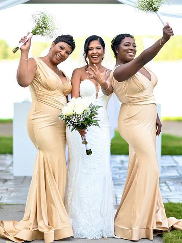 Sexy Mermaid Beach Champagne Bridesmaid Dress For Wedding US4 / Champagne Sexy Mermaid Beach Champagne Bridesmaid Dress For Wedding US4 / Champagne