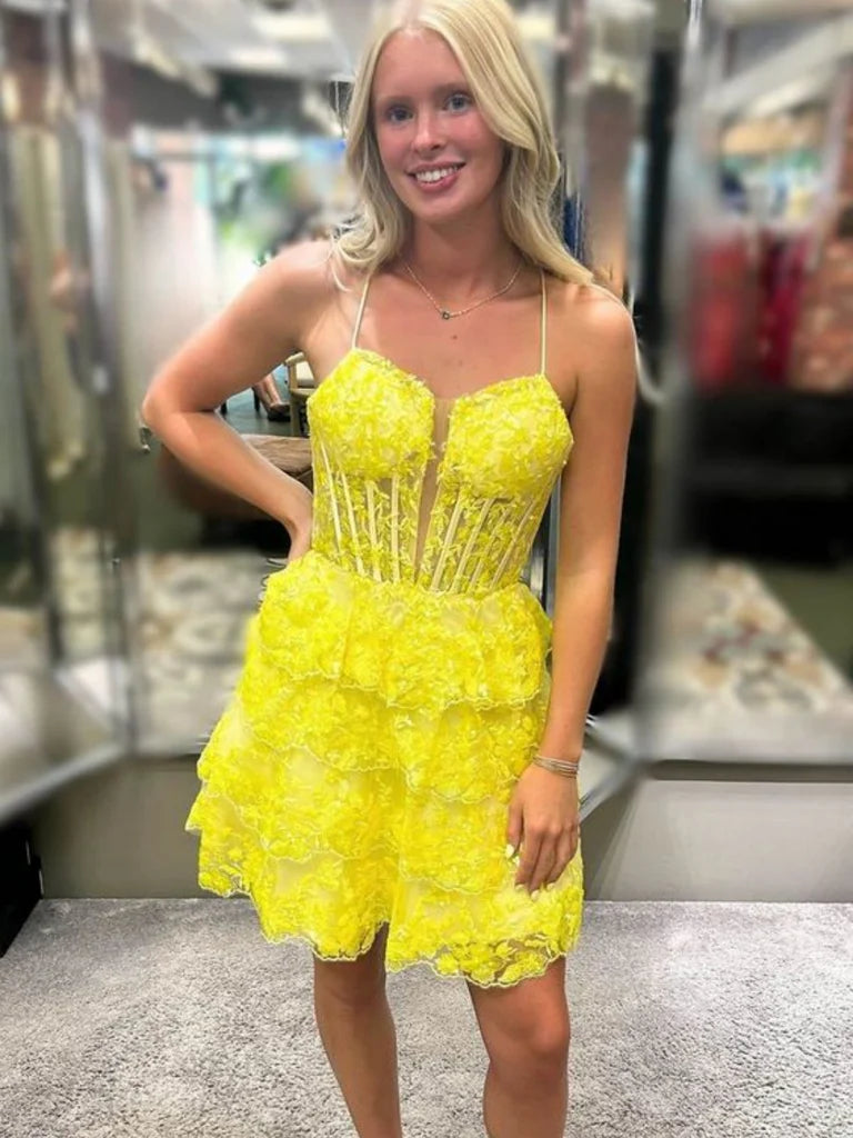 yellow homecoming short dresses Yellow Homecoming Dress , Short Party Dress fg4756