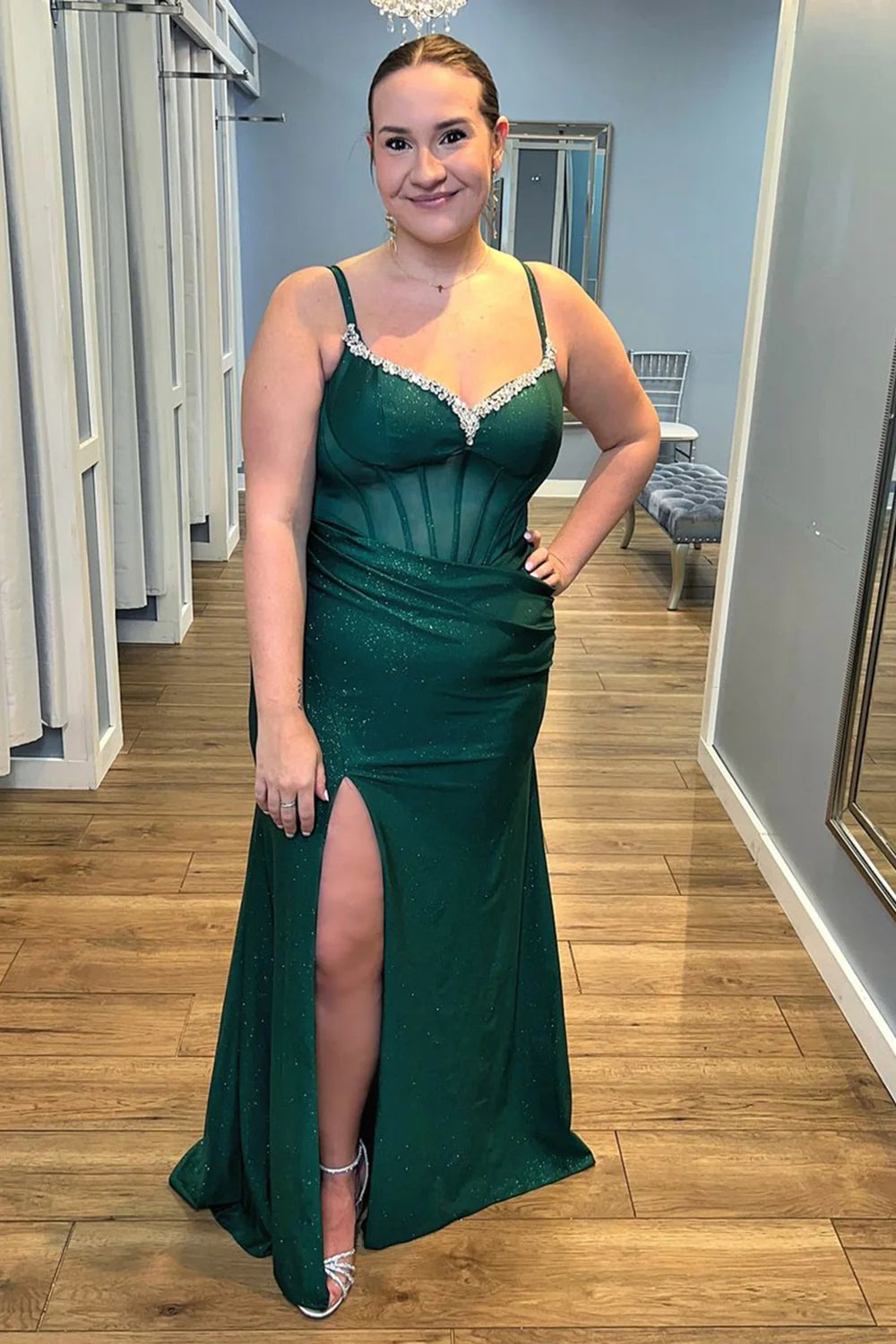 Sparkly Emerald Green Prom Dresses Mermaid Corset Beaded Formal Gown MyChicDress Sparkly Emerald Green Prom Dresses Mermaid Corset Beaded Formal Gown MyChicDress
