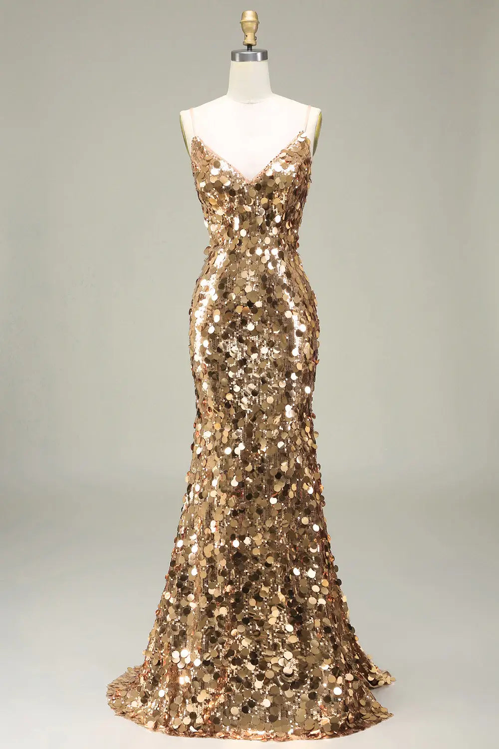 Sparkly Gold Evening Dress Sequin 2026 Prom Dress Mermaid With Slit MyChicDress Sparkly Gold Evening Dress Sequin 2026 Prom Dress Mermaid With Slit MyChicDress