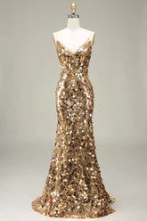 Gold sequin evening gown