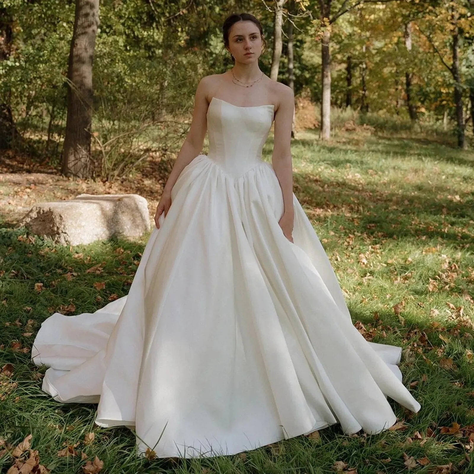 Strapless Basque Waist Ball Gown Satin Wedding Dresses with Sweetheart Ivory / 16W Strapless Basque Waist Ball Gown Satin Wedding Dresses with Sweetheart Ivory / 16W