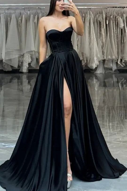 Strapless Empire-Waist 2026 Prom Dress Black Long Evening Dress Sleeveless Black / US10 Strapless Empire-Waist 2026 Prom Dress Black Long Evening Dress Sleeveless Black / US10