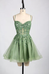 Wholesale Sparkling Short Sequin Sage Green Homecoming Dress