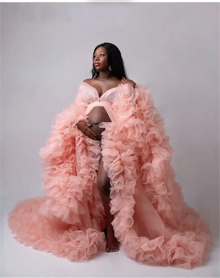 organza maternity dress Organza Bow Straps Chic Maternity Dress