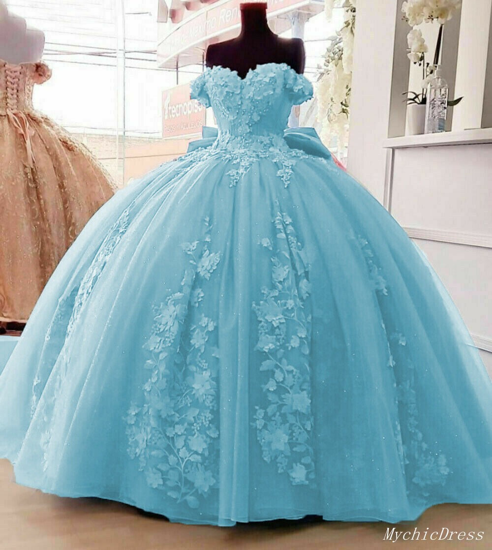 2026 Ball Gown Lace Blue Quinceanera Dresses Beaded Sweetheart Quince Dress Blue / US6 2026 Ball Gown Lace Blue Quinceanera Dresses Beaded Sweetheart Quince Dress Blue / US6