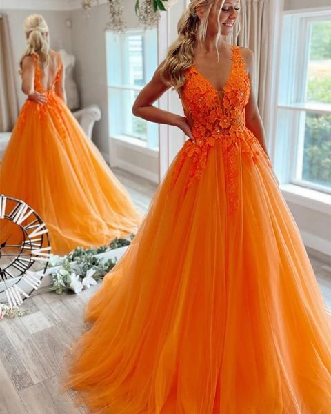 orange homecoming dresses 2025 Orange Prom Dresses Long For Women 2025 Illusion Corset Lace Appilques Ruffle Formal Evening Gowns Tulle Spaghetti Straps Ball Gown Party Dresses