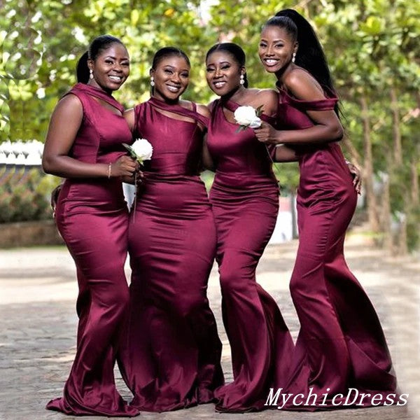 African Burgundy Bridesmaid Dresses One Shoulder Mermaid Long Party Dress US18W / Same as Picture African Burgundy Bridesmaid Dresses One Shoulder Mermaid Long Party Dress US18W / Same as Picture