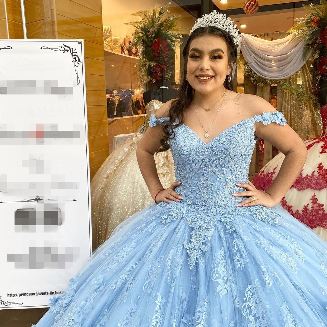 Ball Gown Light Blue Quinceanera Dresses 3D Flowers Lace Sweet 16 Dresses US14 / Same as Picture Ball Gown Light Blue Quinceanera Dresses 3D Flowers Lace Sweet 16 Dresses US14 / Same as Picture