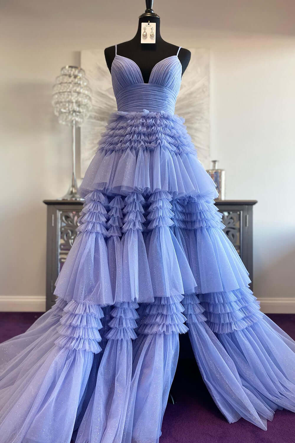 ruffle prom dress 2025 Floral Tulle Ruffled Prom Dresses 2025 Off the Shoulder Puffed Sleeve Viniodress