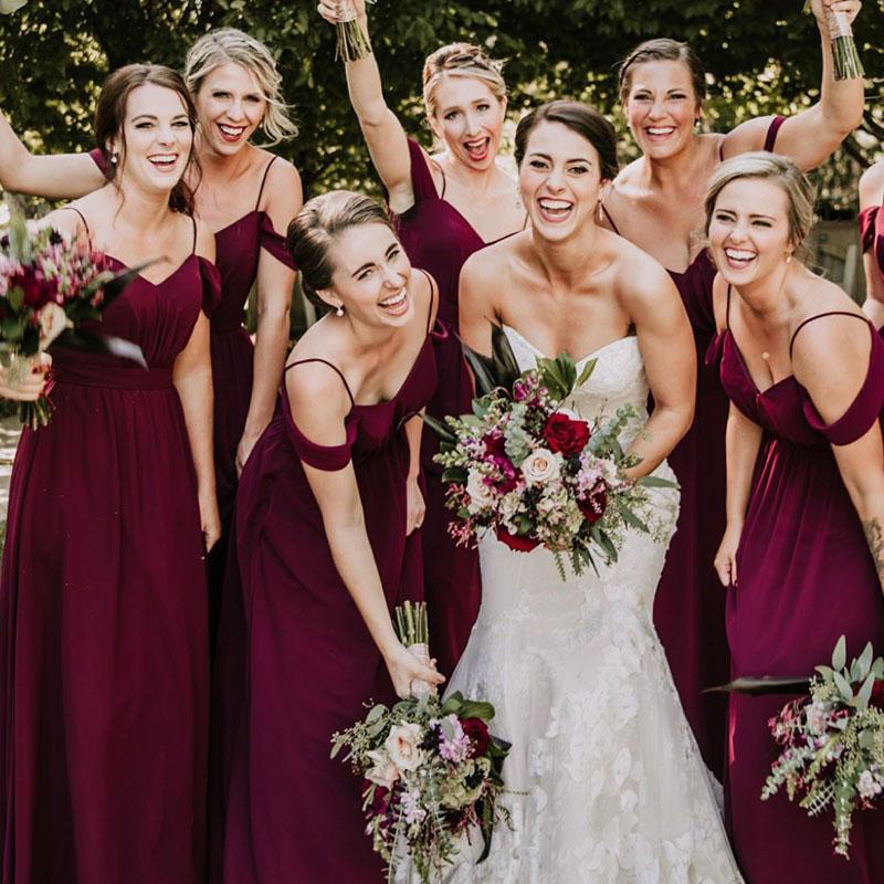 Cheap Chiffon Burgundy Bridesmaid Dresses Off Shoulder Dress MyChicDress Cheap Chiffon Burgundy Bridesmaid Dresses Off Shoulder Dress MyChicDress