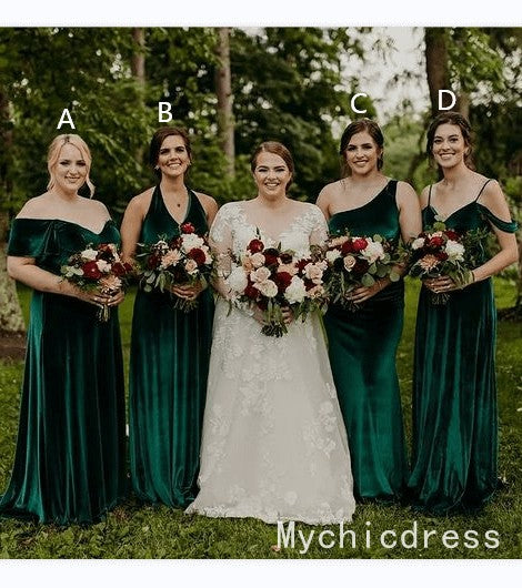 Cheap Emerald Green Velvet Bridesmaid Dresses 2025 Long Wedding Guest MyChicDress Cheap Emerald Green Velvet Bridesmaid Dresses 2025 Long Wedding Guest MyChicDress