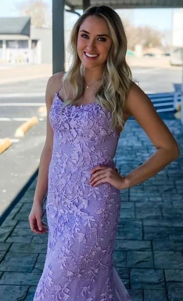 Cheap Lilac Lace Prom Dresses 2025 Mermaid Backless Violet Formal Dres MyChicDress Cheap Lilac Lace Prom Dresses 2025 Mermaid Backless Violet Formal Dres MyChicDress