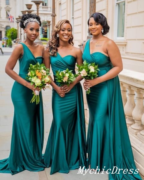 Cheap One Shoulder Green Bridesmaid Dresses Long Wedding Guest Dress Cheap One Shoulder Green Bridesmaid Dresses Long Wedding Guest Dress