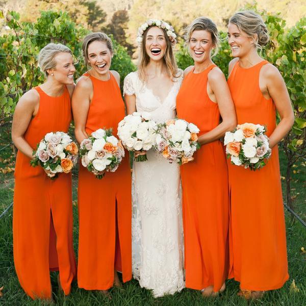 Cheap Orange Bridesmaid Dresses Long Straps Chiffon Sleeveless MyChicDress Cheap Orange Bridesmaid Dresses Long Straps Chiffon Sleeveless MyChicDress