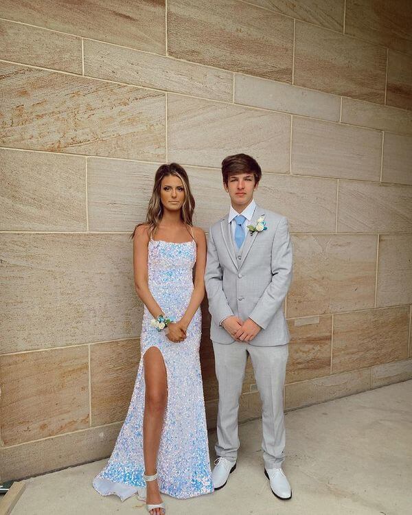 Cheap White Iridescent Sequin Prom Dresses Sparkly Evening Gown Backle MyChicDress Cheap White Iridescent Sequin Prom Dresses Sparkly Evening Gown Backle MyChicDress