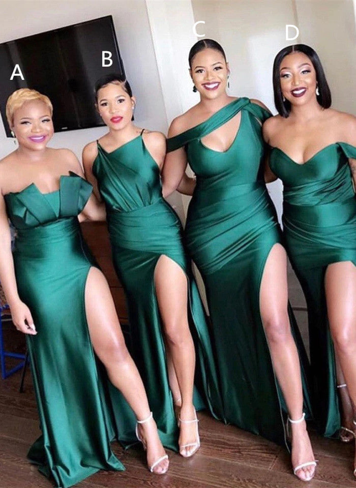 Elastic Satin Emerald Green Bridesmaid Dresses Off-the-shoulder Strapless Burgundy / C / US8 Elastic Satin Emerald Green Bridesmaid Dresses Off-the-shoulder Strapless Burgundy / C / US8