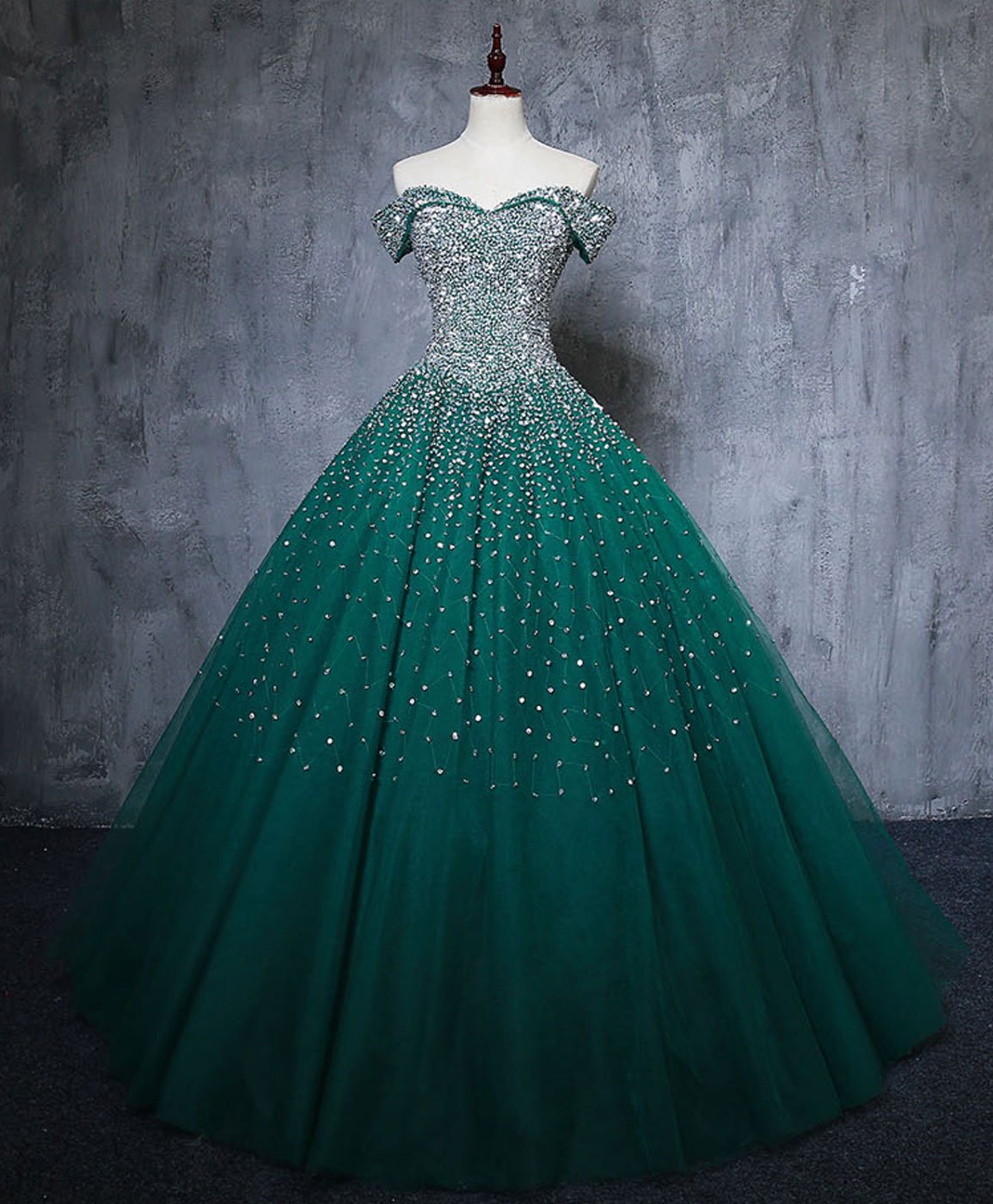 Emerald Green Sequin Prom Dresses Beaded Quinceanera Dresses, Sweet 16 Dresses Emerald Green / US16 Emerald Green Sequin Prom Dresses Beaded Quinceanera Dresses, Sweet 16 Dresses Emerald Green / US16