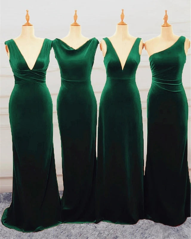 Floor Length Green Velvet Bridesmaid Dresses Mixed Wedding Guest Dress US10 / Same as Picture Floor Length Green Velvet Bridesmaid Dresses Mixed Wedding Guest Dress US10 / Same as Picture