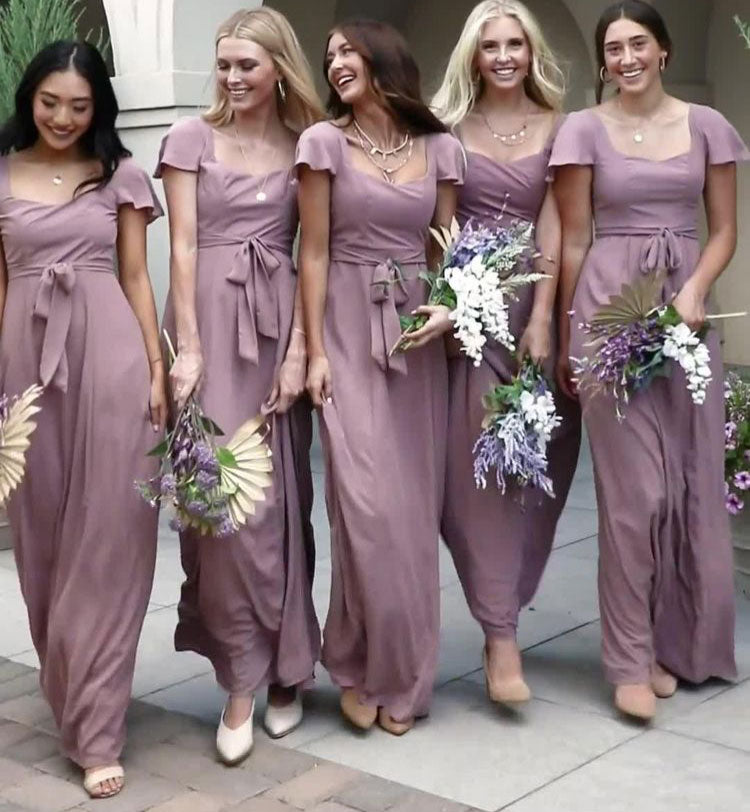 wisteria colored bridesmaid dresses Azazie Charlize