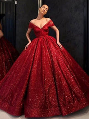 Floor-Length 2024 Ball Gown Off the Shoulder Plus Size Burgundy Quince Dresses