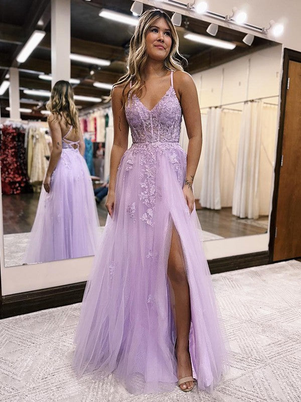 Floor Length Violet Purple Corset Lace Prom Dresses 2024 A Line