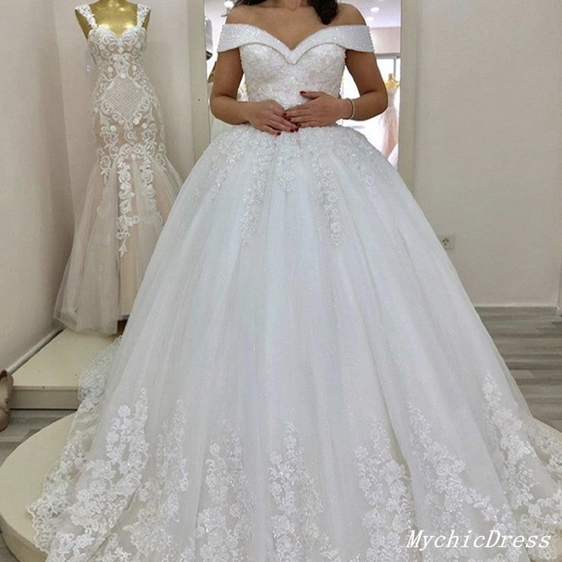 vintage sequin wedding dress V-neckline Sequin Wedding Dresses Loose Long Sleeves loveangeldress