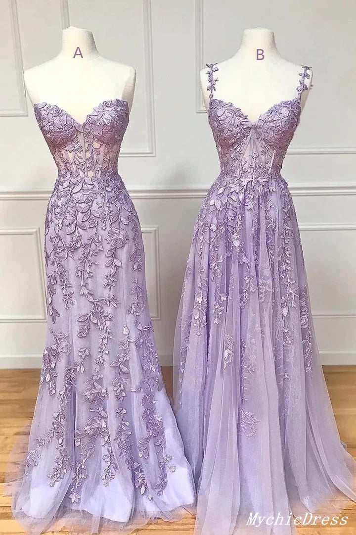 Purple Tulle Lace Long Prom Dresses, Purple Evening Party Dresses US 8 / A / Purple Purple Tulle Lace Long Prom Dresses, Purple Evening Party Dresses US 8 / A / Purple