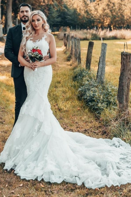 Hot Mermaid Boho White Wedding Dresses Casual Long Sleeveless Court Train US2 / Same as Picture Hot Mermaid Boho White Wedding Dresses Casual Long Sleeveless Court Train US2 / Same as Picture
