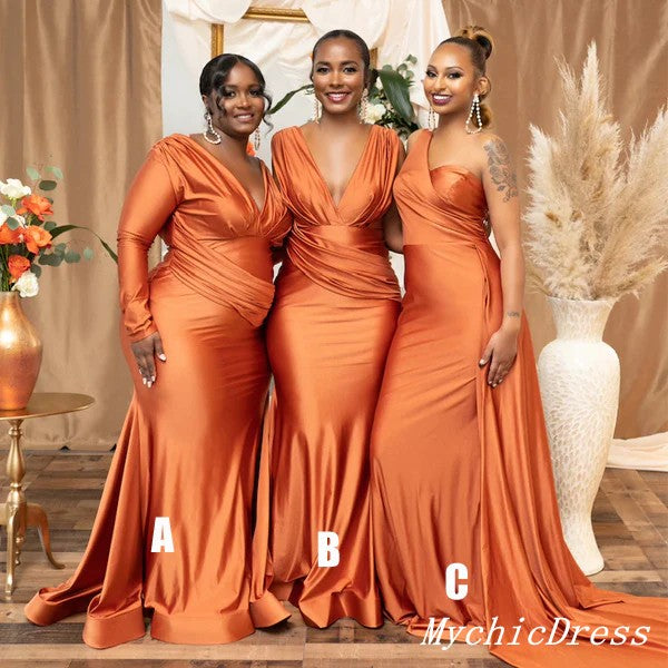 Hot Multiway Orange Bridesmaid Dresses Stretch Satin Wedding Guest Dress US0 / Custom Color / C Hot Multiway Orange Bridesmaid Dresses Stretch Satin Wedding Guest Dress US0 / Custom Color / C
