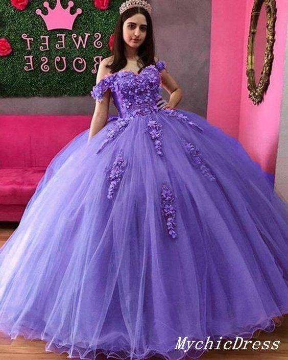 Hot Off the Shoulder 2025 Purple Quinceanera Dresses Tulle Ball