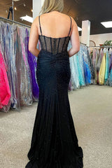 Hot Mermaid Black Plus Size Prom Dresses Beaded 2024 Formal Evening Dress