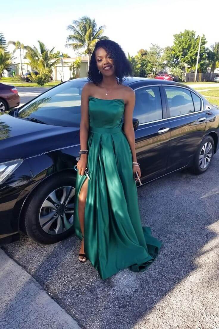 Satin Formal Gowns Green Hunter Green Satin Prom Dresses Simple