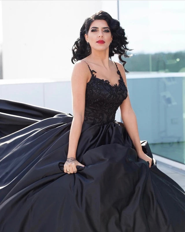 Lace Black Satin Wedding Dresses Embroidery Ball Gowns Quinceanera Dresses Custom Size / Same as Picture Lace Black Satin Wedding Dresses Embroidery Ball Gowns Quinceanera Dresses Custom Size / Same as Picture