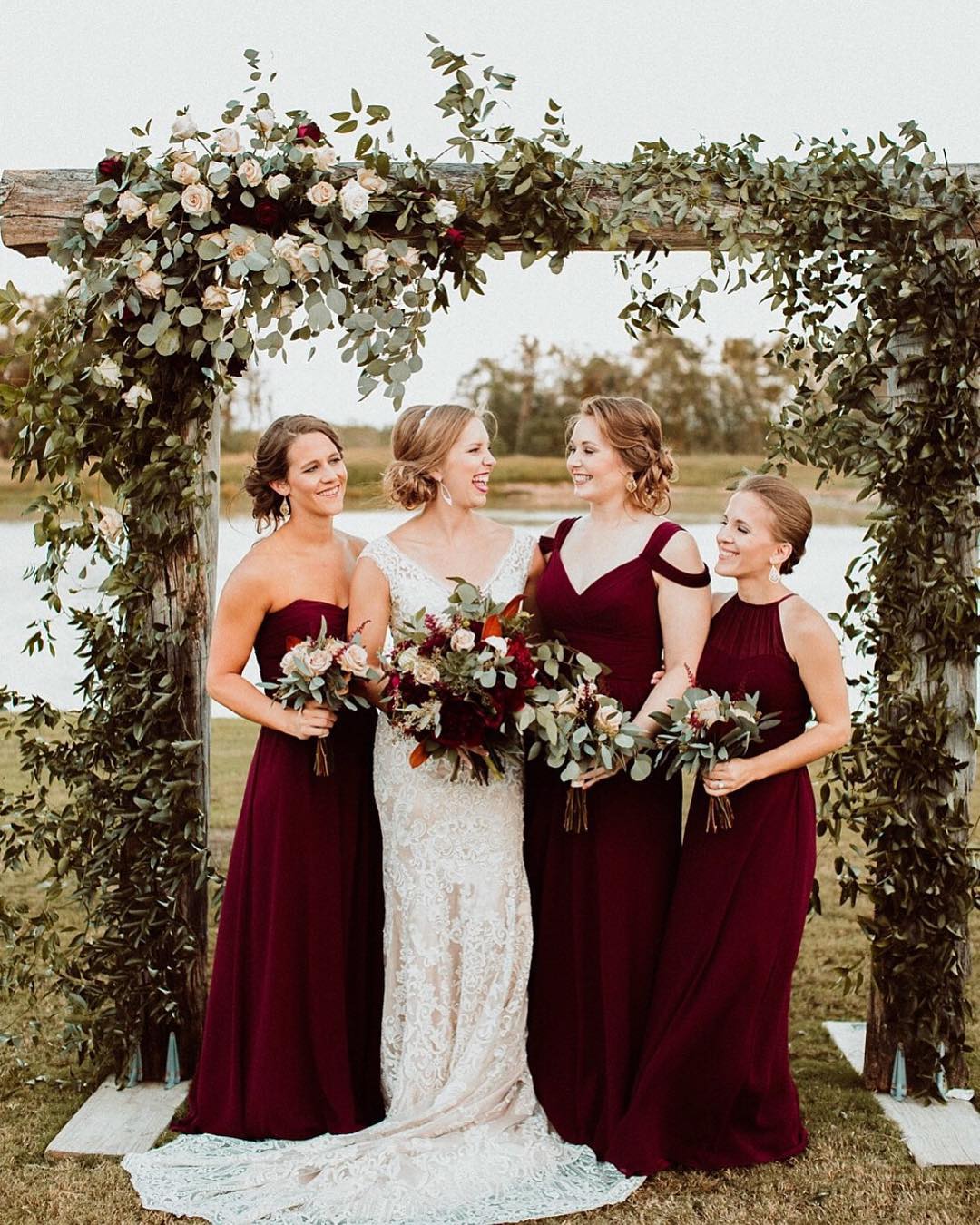 Long Chiffon Burgundy Bridesmaid Dresses – MyChicDress