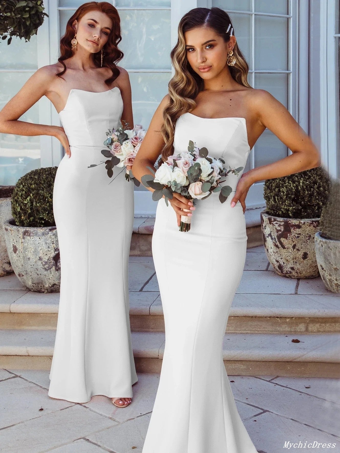 Long Ivory Wedding Guest Dresses UK Mermaid Strapless Bridesmaid Dress US14 / Custom Color Long Ivory Wedding Guest Dresses UK Mermaid Strapless Bridesmaid Dress US14 / Custom Color