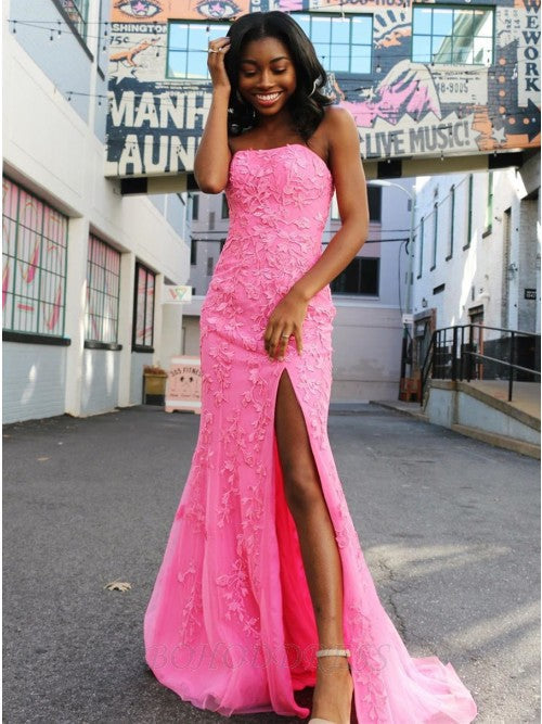 $10 Pink Prom Dress 2025 Corset Pink Prom Dresses Mermaid Lace