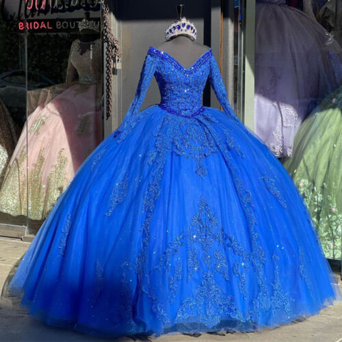 Ball Gown Detachable Long Sleeves Quinceanera Dresses Wedding Dress US12 / Royal Blue Ball Gown Detachable Long Sleeves Quinceanera Dresses Wedding Dress US12 / Royal Blue