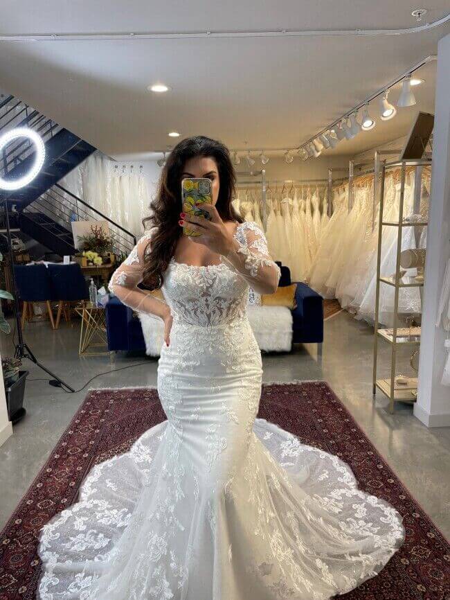 Long Sleeves Square Neck Wedding Dresses Lace Mermaid Backless Appliqu MyChicDress Long Sleeves Square Neck Wedding Dresses Lace Mermaid Backless Appliqu MyChicDress