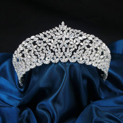 Luxury Silver Wedding Rhinestone Tiara Zirconia Bridal Crowns