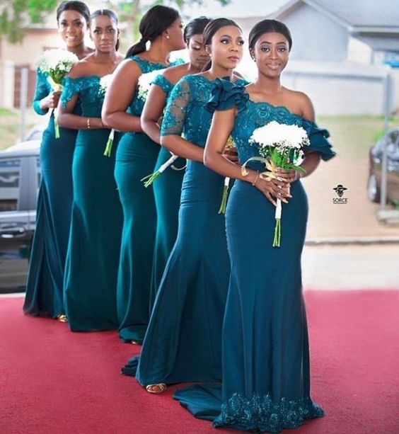 Mermaid Lace Dark Teal Bridesmaid Dress Embroidery Maid Of Honor Dress US4 / Navy blue Mermaid Lace Dark Teal Bridesmaid Dress Embroidery Maid Of Honor Dress US4 / Navy blue