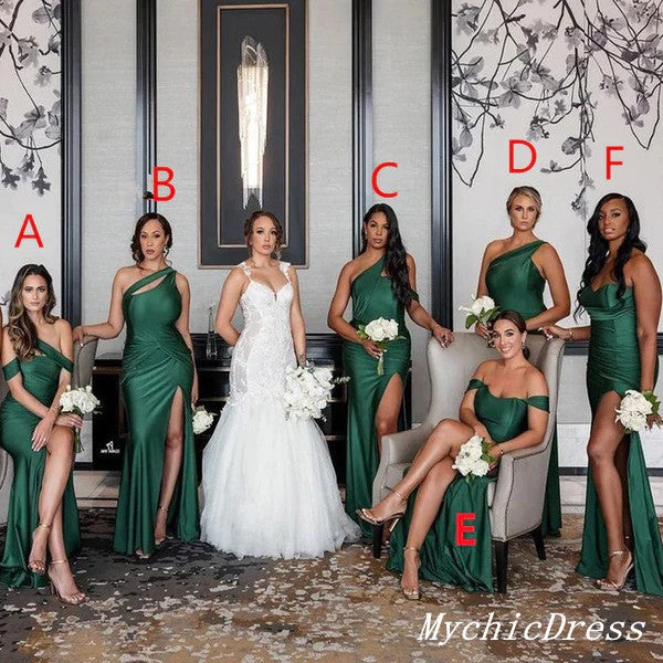 Mismatched Emerald Green Bridesmaid Dresses Mermaid Long Wedding