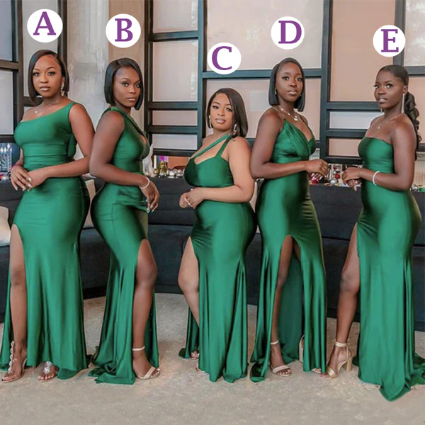 Multiway Elastic Satin Emerald Green Bridesmaid Dresses Mismatched Custom Size / Same as Picture / C Multiway Elastic Satin Emerald Green Bridesmaid Dresses Mismatched Custom Size / Same as Picture / C