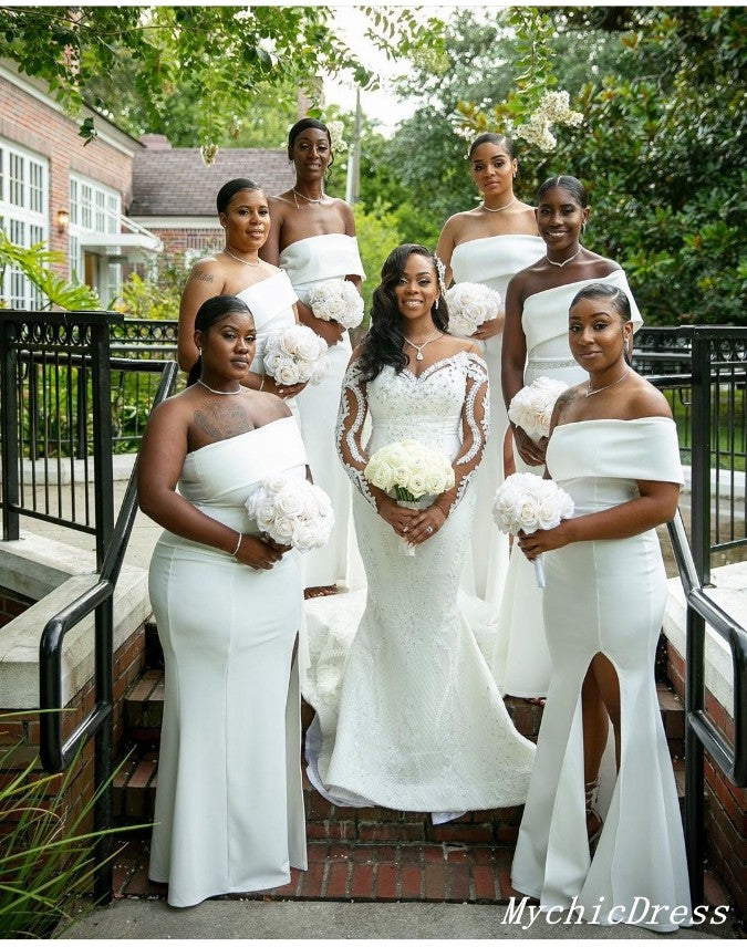 One Shoulder White African Bridesmaid Dresses Long Wedding Guest Dress US18W / Custom Color One Shoulder White African Bridesmaid Dresses Long Wedding Guest Dress US18W / Custom Color