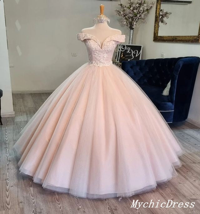 Princess Flowers Ball Gown Pink Quinceanera Dresses off Shoulder MyChicDress Princess Flowers Ball Gown Pink Quinceanera Dresses off Shoulder MyChicDress