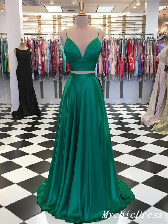 Two Piece Emerald Green Long Prom Dress with Bow PG869 US16 / Emerald Green Two Piece Emerald Green Long Prom Dress with Bow PG869 US16 / Emerald Green